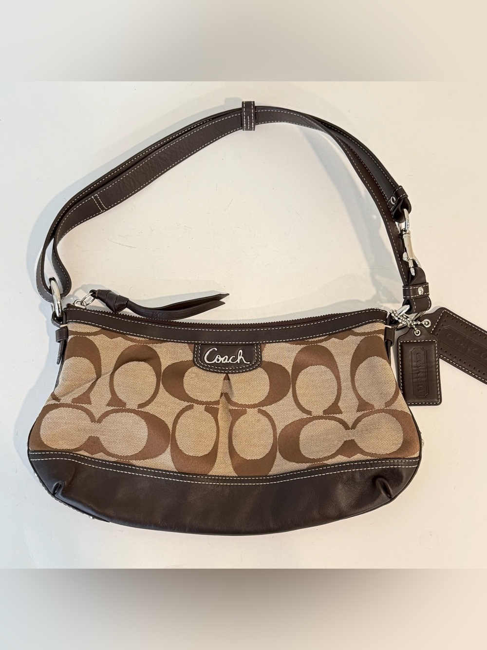 Vintage Coach Park Canvas Leather Brown Tan Hobo Soho Shoulder Purse Y2K F19731 - Picture 15 of 15